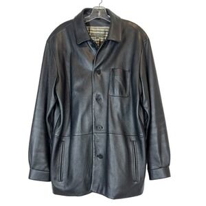 Black Leather Jacket Coat Large